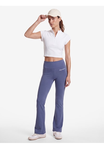 Koton Yüksek Bel Slim Fit Baskılı İspanyol Paça Spor Tayt Lila 7wak40268nk