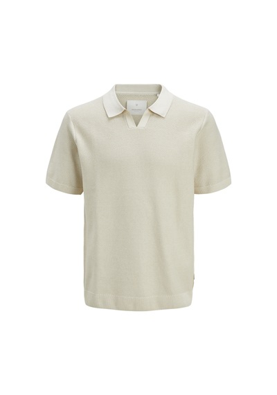 Jack & Jones Erkek Regular Fit Split Yaka Triko Tisört - Heaston - 12294733 Whitecap Gray
