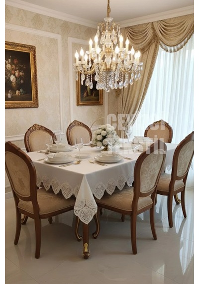 12 Kişilik Masa Örtüsü Takımı, Masa Seti 12 Kişilik 26 Parça 160x220cm Kod 95836 Çok Renkli