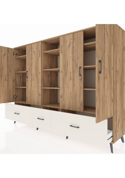 Hyperion Dolap 12 Raflı 3 Çekmeceli 4 Kapaklı 220x44x163 Çam-çam/ Çam-çam/aytaşı Hyperion Dolap 12 Raflı 3 Çekmeceli 4 Kapaklı 220x44x163 Çam-çam/ Çam-çam/aytaşı