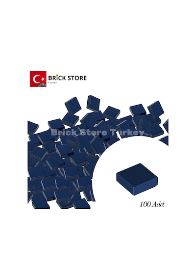 Yedek Parçalar, 100 Adet 1x1 Tile Düz Fayans Parçası, Lacivert Dark Blue , 3070
