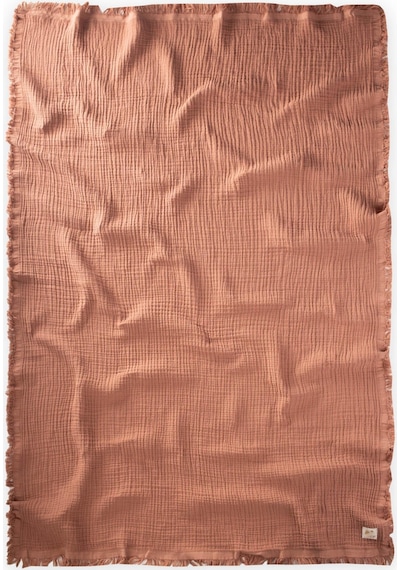 Cigit Dört Kat Püsküllü Battaniye 80x120 Cm Açık Kahve Kahverengi