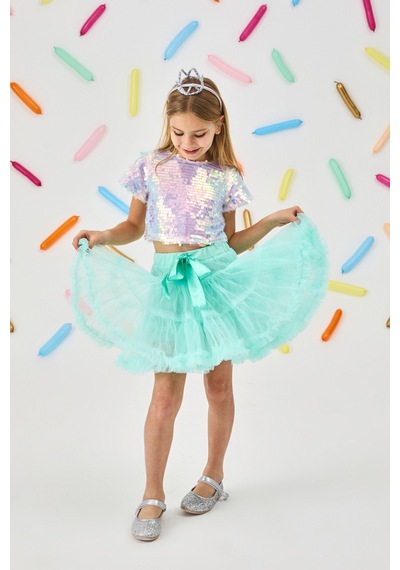 Le Mabelle Lila Pullu Kısa Kollu Kız Çocuk Crop Lila