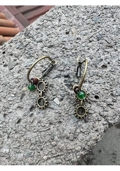 Boncuk Ay Küpe Şık Hediye Model 3fb060 Çok Renkli