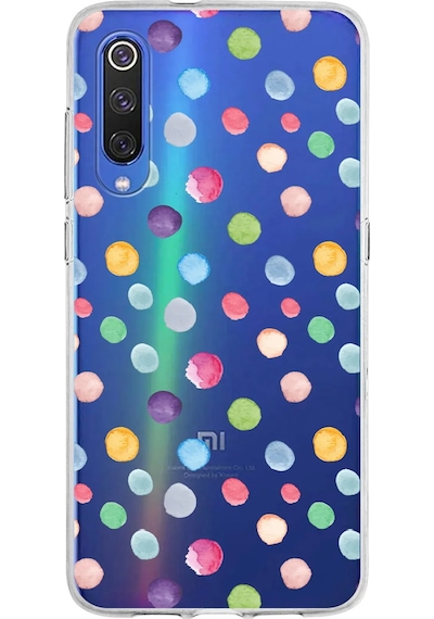 Xiaomi Mi 9 İle Uyumlu 1mm Slim Fit Water Color 6 Baskılı Şeffaf Kılıf Şeffaf