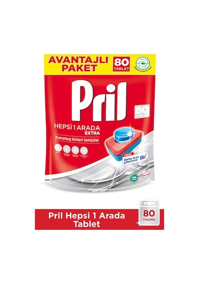 Pril Hepsi Bir Arada Extra Bulaşık Makinesi Deterjanı 80 Tablet Pril Hepsi Bir Arada Extra Bulaşık Makinesi Deterjanı 80 Tablet