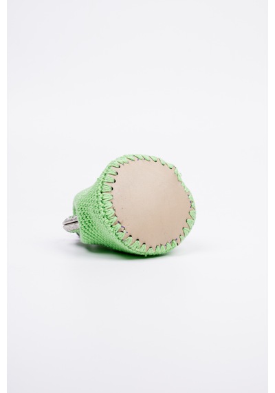 Fabric Craft Bag Bozuk Para Cüzdanı Merserize İplik Klipsli Örgü Açık Yeşil