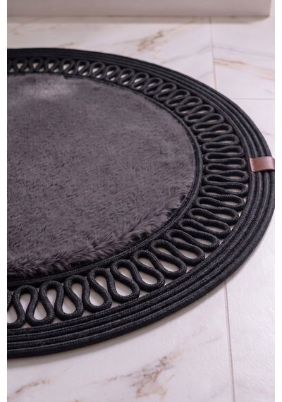 Banyo Paspası Takımı 60x100+40x60 Cm İç Trikot Antrasit Gri & Siyah