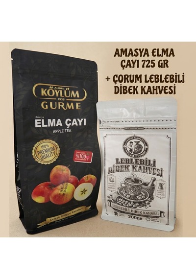 Köylüm Gurme Amasya Doğal Elma Kurusu Çayı 725 Gr + Hekim Efendi Leblebili Dibek Kahvesi 200 Gr