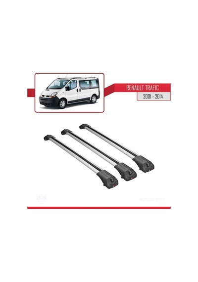 Renault Trafic 2001-2014 Arası İle Uyumlu Ace-1 Ara Atkı Tavan Barı Gri 3 Adet Bar