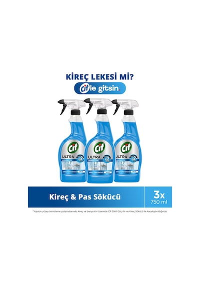 Cif Ultra Sprey Kireç Ve Pas Sökücü 750 Ml X3 Diğer
