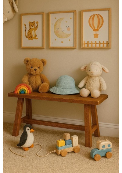 Masif Ahşap Bank Bench 100 Cm Sandalye Mutfak Bank Eskitme Ceviz Renk Kahverengi Kahverengi