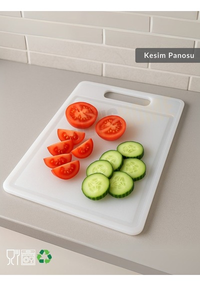 Düz Kesim Panosu Doğruma Tahtası Salata Meyve Kesme Tahtası 31x22 Cm Şeffaf
