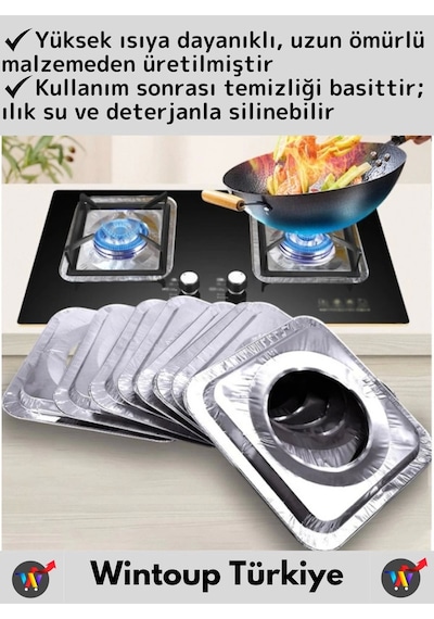 Premium Dayanıklı Uzun Ömürlü Kolay Temizlenebilir Ocak Yağ Kir Önleyici Kare Alüminyum Folyo 8'li