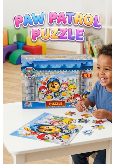 100 Parça Paw Patrol Rescue Knights Temalı Puzzle Eğlenceli Ve Eğitici Çocuk Yapboz 01