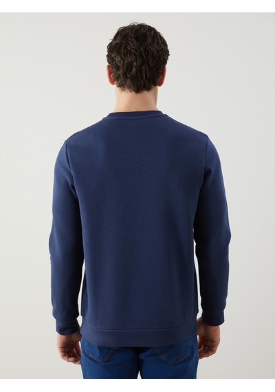 Lcwaıkıkı Basic İndigo Bisiklet Yaka Erkek Kalın Sweatshirt