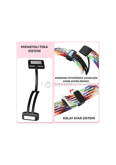 Novstrap Apple Uyumlu  Watch Ultra 49 MM İle Kordon Magnet Tokalı Flexible Elastik Örgü Kayış
