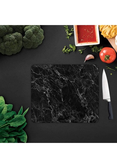Tr Siyah Mermer Görünümlü Cam Kesme Tahtası 29cm X 34cm Diğer
