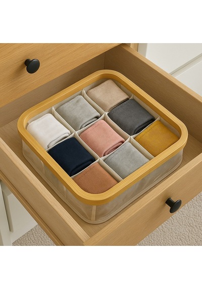 Decorev Bambu Çorap Organizeri Br-6705 9 Gözlü Renkli X10 Ahşap