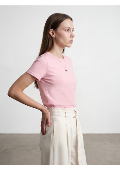 Dilvin 32779 Bisiklet Yaka T-shirt-toz Pembe