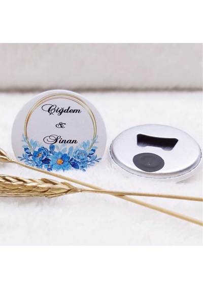 Nişan Hediyeliği Buton Açacak Magnet  Sarı Çiçekliı Uv B(30 Adet)
