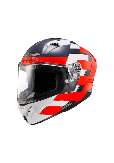 LS2 Thunder Karbon Alliance Kapalı Kask Beyaz Kırmızı Mavi