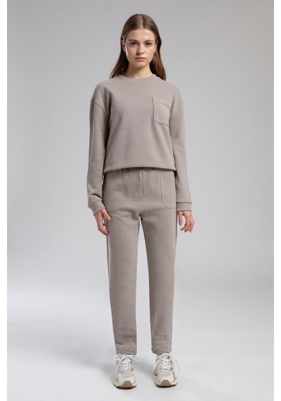 Lee Cooper Flora Kadın O Yaka Sweatshirt Kahverengi-21487 VIZON