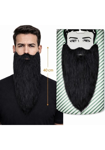 Siyah Renk Lastikli Uzun Takma Sakal 40 Cm "