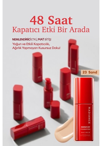 Missha Radiance Perfect Fit Fondöten SPF30+ 48 Saat Kalıcı Saten Fondöten No.23 Sand 35 ML