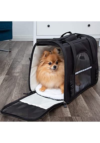 Paws & Pals Havayolu Onaylı Evcil Hayvan Taşıyıcısı - Küçük Orta Boy Kediler Ve Köpekler İçin Yumuşak Taraflı Taşıyıcılar Hava-uçak Seyahat Yerinde Koltuk Altı Taşıma Çantası Polar Yastık Yatağı Yavru