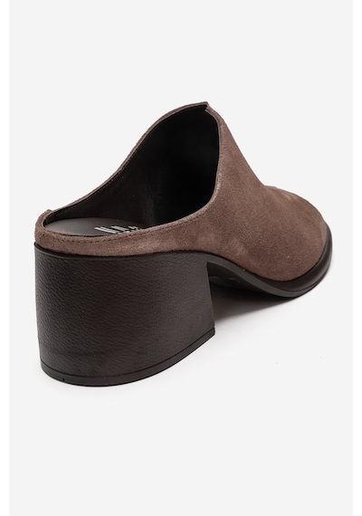 Luvishoes Sorex Vizon Süet Hakiki Deri Kadın Kalın Topuklu Terlik