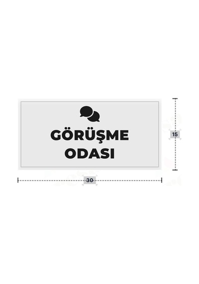 Görüşme Odası Yazılı - Metal - Beyaz Renk - Kapı İsimliği - 30x15 Cm