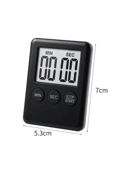 Dijital Zamanlayıcı Geri Sayım Mini Siyah 100 Dk Arkası Mıknatıslı Kronometre