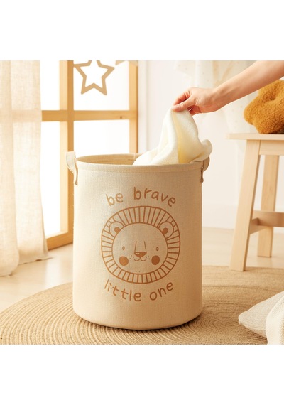 Ocean Home Textile Çocuk Odası Sevimli Aslan Jüt Dokuma Kumaş Oyu Bej