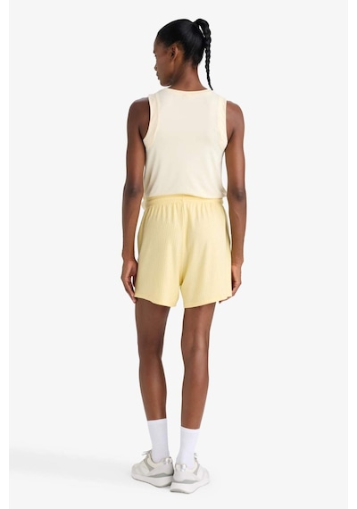 Defacto Defactofit Standart Fit Sporcu Kısa Paça Ribana Şort F6898ax25smyl252 Sari