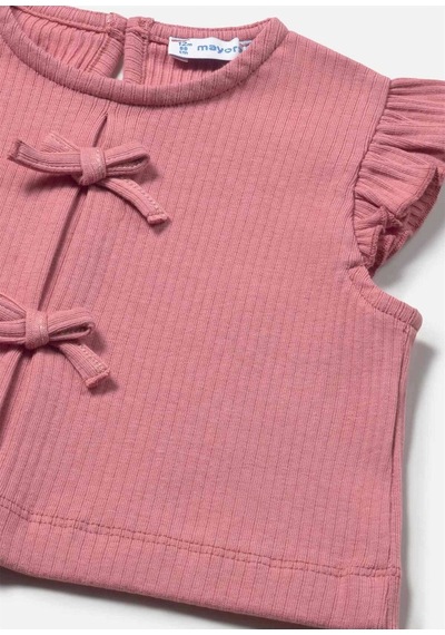 Kız Bebek Fiyonklu Tişört Pembe 1089 Pembe