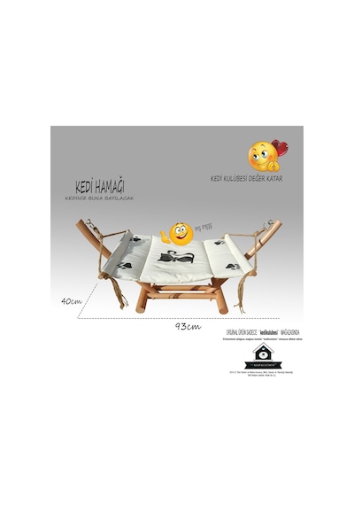 Kedigram Kedi Kulübesi Kedi Hamağı Kedi Evi Salıncağı 40 x 93 CM
