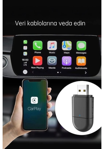 Torima Tab06 Mini 2in1 Kablosuz Carplay Usb Ve Type-c Uyumlu Araç Multimedya Dönüştürücü Adaptörü