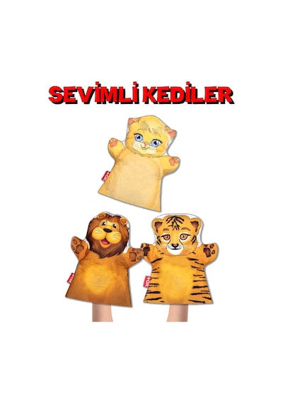 3 Parça Tox Sevimli Kediler Keçe El Kukla Set . Eğitici Oyuncak