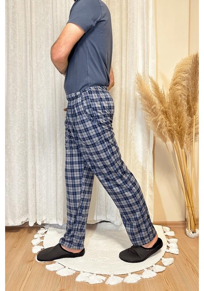 Erkek Desenli Cepli Lastikli Bel Pijama Altı Gri