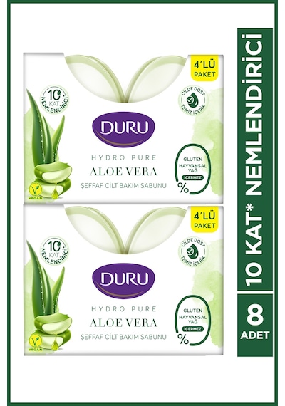 Hydro Pure Aloevera 8 Adet Şeffaf Cilt Bakım Sabunu 8x135 Gr Gluten İçermez Diğer