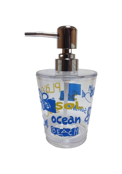Buççin Online Mağaza Sıvı Sabunluk Deniz Desen Akrilik 8x8x16cm 350ml Cam Mavi Çok Renkli