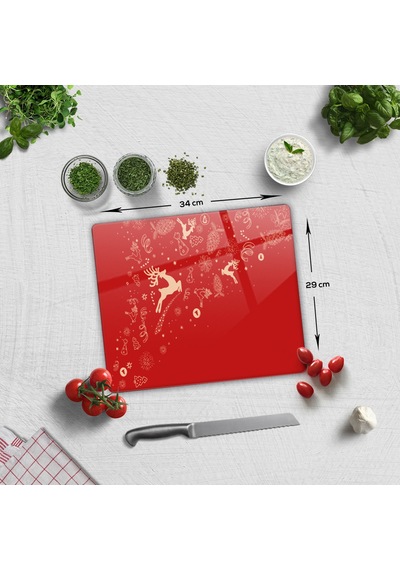 Decorita Cam Kesme Tahtası|Yeni Yıl Kırmızı|29cmx34cm