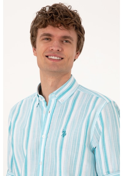U.s. Polo Assn. Erkek Aqua Gömlek Desenli 50306331-vr007 Aqua