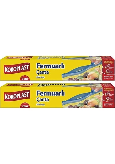 Koroplast Fermuarlı Poşet Büyük Boy 2 x 10'lu 27 x 28 CM