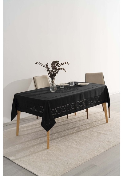 Rivaistanbul Jumbo Jakar Siyah Sıvı İtici Leke Tutmaz Masa Örtüsü 160x220 Cm Siyah