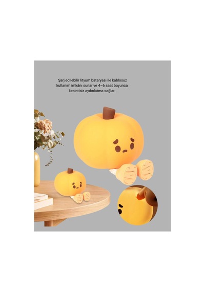 Trendlia Dekoratif Pumpkin Gece Lambası Şarjlı Dokunmatik Led Işık Yeni Nesil Çok Renkli