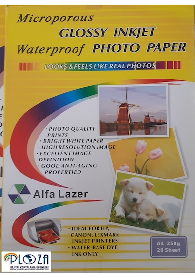 A4 250 G 20 Adet Parlak Fotoğraf Kağıdı Microporous Waterproof