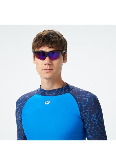 Arena Rash Vest L/s Allover Erkek Mavi Yüzücü T-shirt 010041871