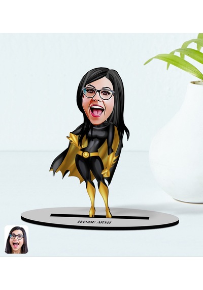 Bk Gift Kişiye Özel Kadın Süper Kahraman Kahraman Karikatürlü Ahşap Biblo Model 3